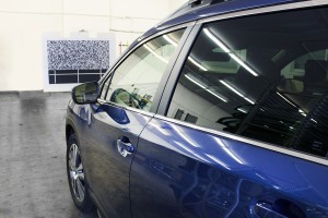 A SUV undergoes ADAS calibration at an All Star location.